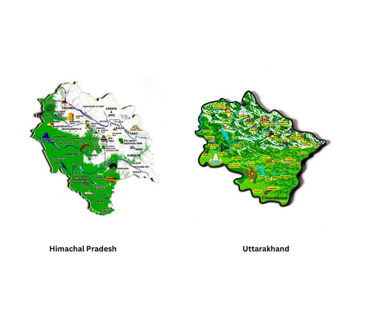 FarFarAway - Uttarakhand and Himachal Pradesh State Fridge Magnets (Pack of 2)