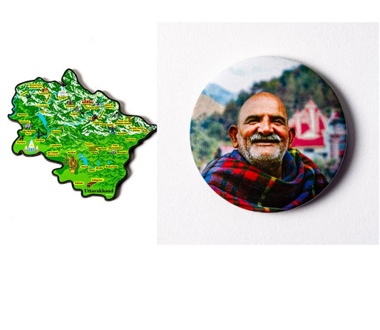FarFarAway - Uttarakhand State Fridge Magnet and Neem Karoli Maharaj Fridge  Magnet (Pack of 2)