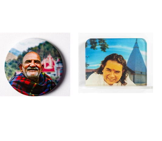 FarFarAway - Haidakhan Babaji Car Dashboard and Neem Karoli Maharaj Picture Fridge Magnet - Pack of 2