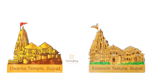 FarFarAway - Somnath and Dwarka Temple (Gujarat) Fridge Magnet Pack of 2
