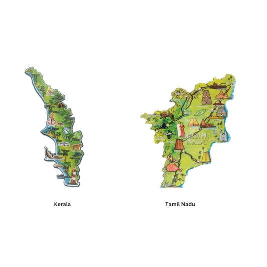 FarFarAway - State Fridge Magnets Kerala and Tamil Nadu (Pack of 2)